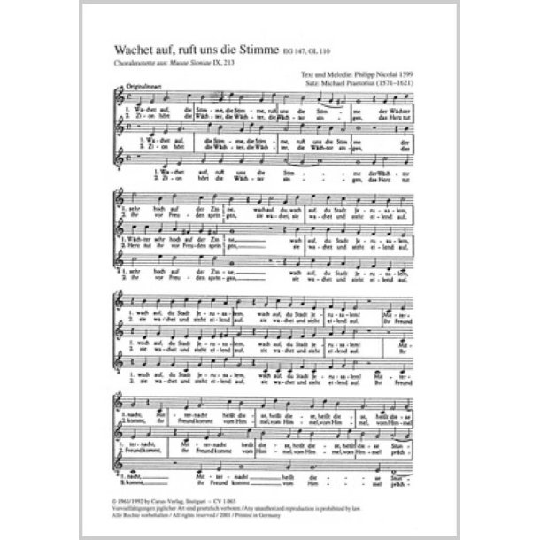Wachet auf, ruft uns die Stimme : C-Dur