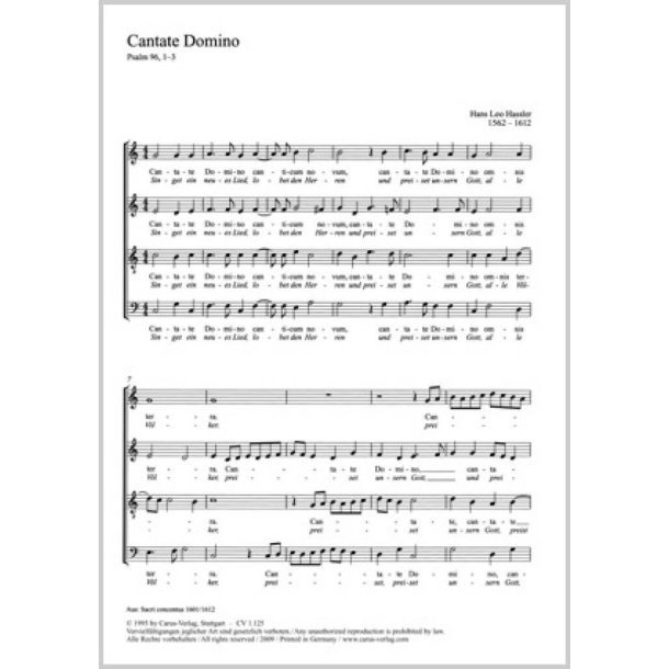 Cantate Domino [Singet dem Herrn] : Psalm 96. Aus: Sacri concentus