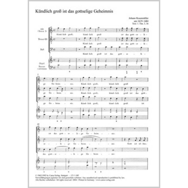 K&uuml;ndlich gro&szlig; ist das gottselige : Es-Dur