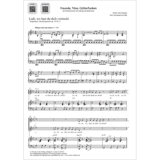 Ludi, wo hast du dich versteckt : from: Freude, T&ouml;ne, G&ouml;tterfunken. Ein Kindermusical mit Ludwig van Beethoven