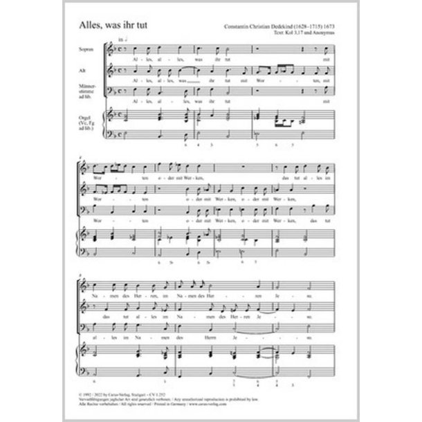 Alles was ihr tut : F-Dur