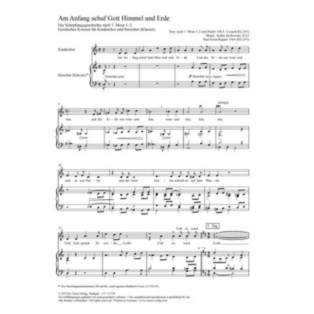 Am Anfang schuf Gott Himmel und Erde : Die Sch&ouml;pfungsgeschichte. Geistliches Konzert