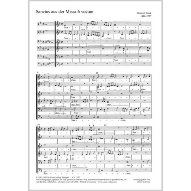 Sanctus : aus: Missa 6 vocum