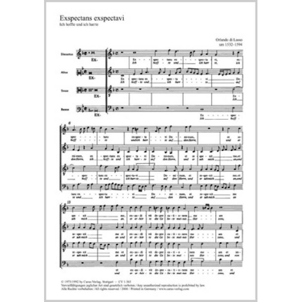 Exspectans exspectavi [Ich hoffte und ich harrte] : aus: Sacrae cantiones