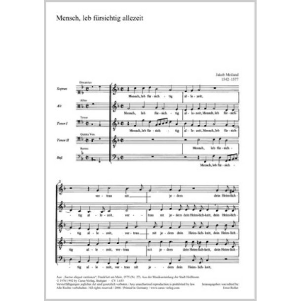 Mensch, leb f&uuml;rsichtig allezeit