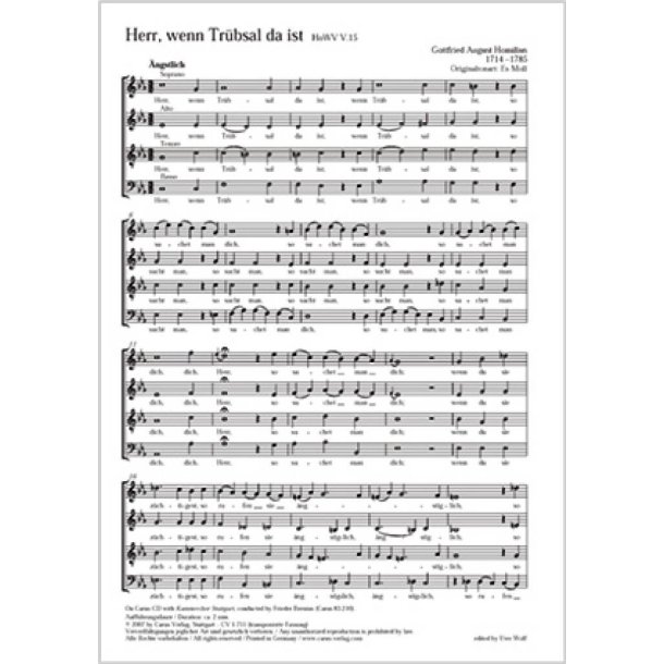 Herr, wenn Tr&uuml;bsal da ist : c-Moll