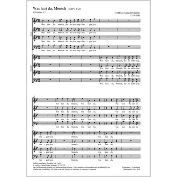 Was hast du, Mensch : B-Dur