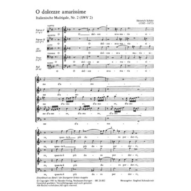 O dolcezze amarissime : O bitterste S&uuml;&szlig;igkeiten der Liebe