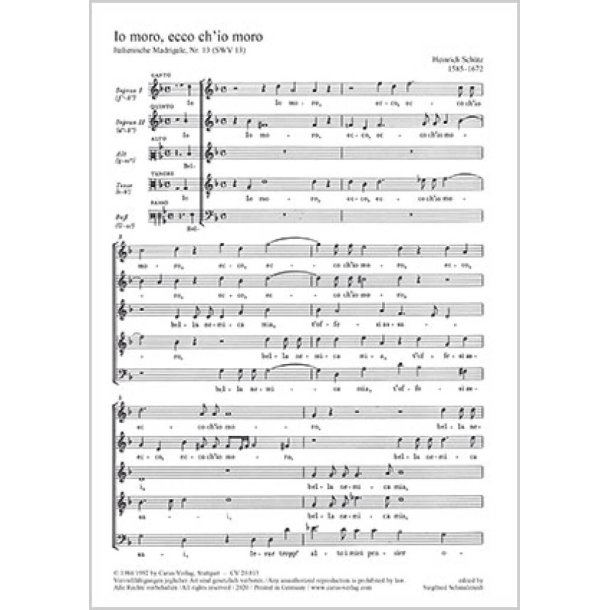 Io moro, ecco ch'io moro : Ich sterbe, siehe, nun sterb' ich