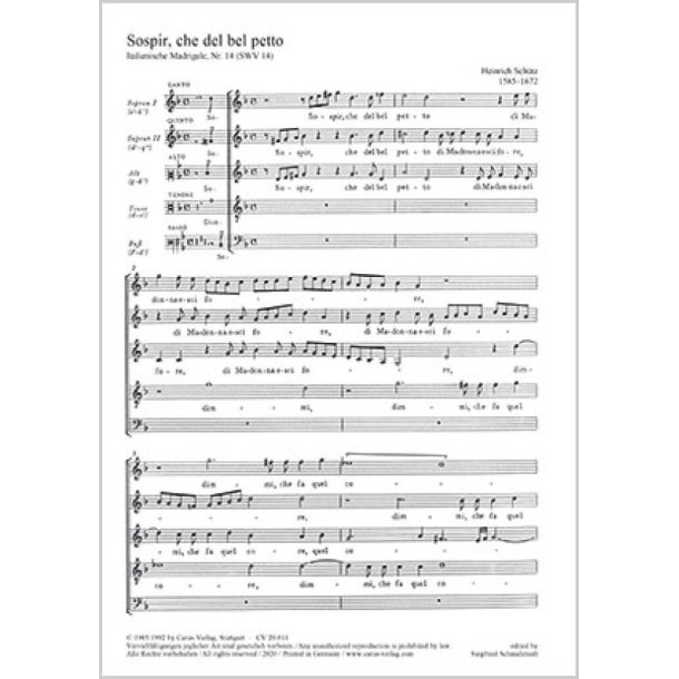 Sospir che del bel petto : Seufzer, der du dem Busen