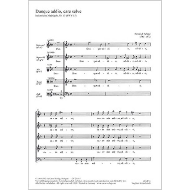 Dunque addio, care selve : Lebet wohl denn, geliebte W&auml;lder