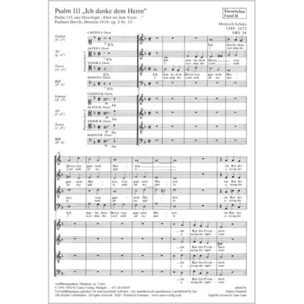 Ich danke dem Herrn von ganzem Herzen : aus: Psalmen Davids