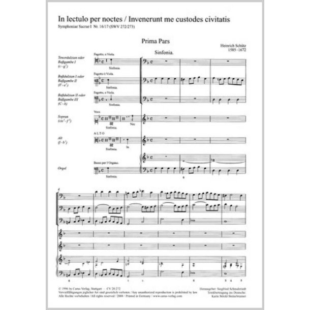 Sch&uuml;tz: In lectulo per noctes- Invenerunt me