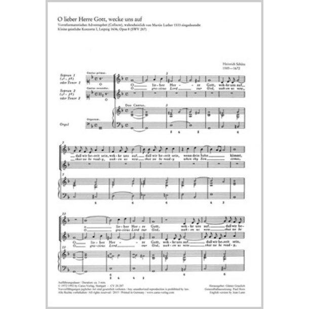 O lieber Herre Gott, wecke uns auf : aus: Kleine geistliche Konzerte I