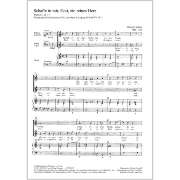 Schaffe in mir, Gott : aus: Kleine geistliche Konzerte I