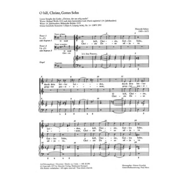 O hilf, Christe, Gottes Sohn : aus: Kleine geistliche Konzerte I