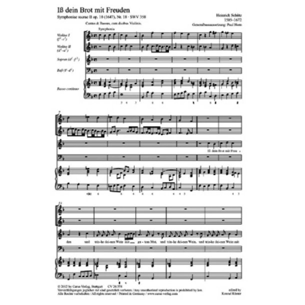 Iss dein Brot mit Freuden : aus: Symphoniae sacrae II