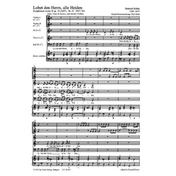 Lobet den Herrn, alle Heiden : aus: Symphoniae sacrae II
