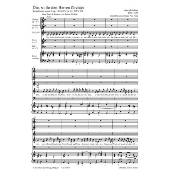 Die, so ihr den Herren f&uuml;rchtet : aus: Symphoniae sacrae II