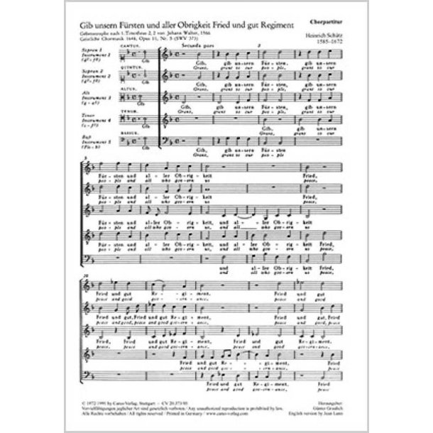 Gib unsern F&uuml;rsten : aus: Geistliche Chormusik