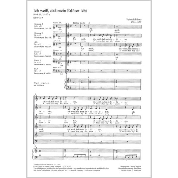 Ich wei&szlig;, dass mein Erl&ouml;ser lebet : dorisch