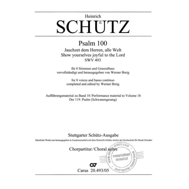 Psalm 100 : Jauchzet Dem Herren Alle Welt - SWV 493