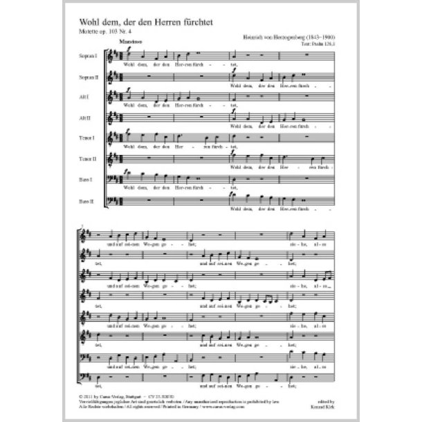 Wohl dem, der den Herren f&uuml;rchtet : aus: Vier Motetten