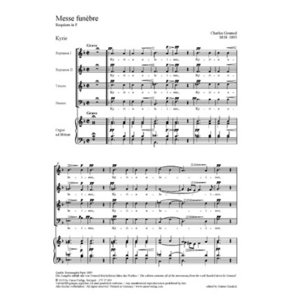 Messe fun&egrave;bre : Requiem in F