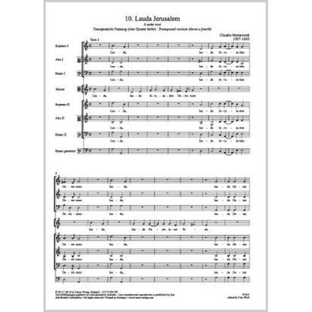 Lauda Jerusalem : Aus Vespro della Beata Vergine. Marienvesper