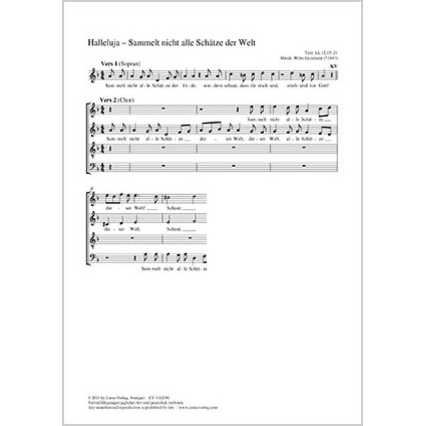 Halleluja - Sammelt nicht alle Sch&auml;tz der Welt