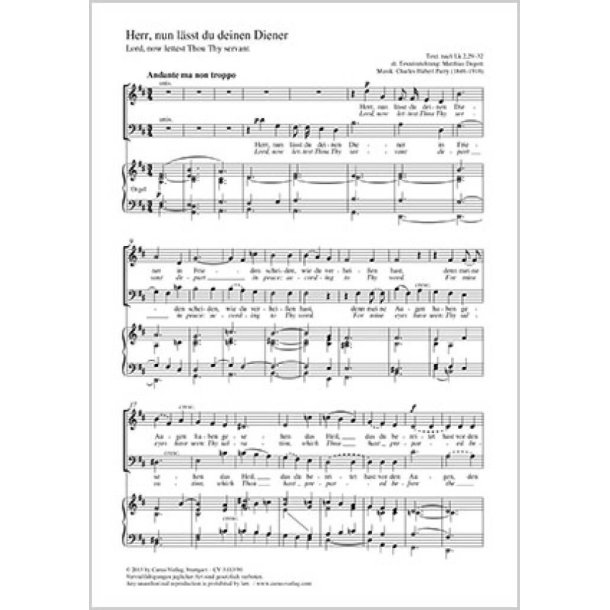 Herr, nun l&auml;sst du deinen Diener : D-Dur