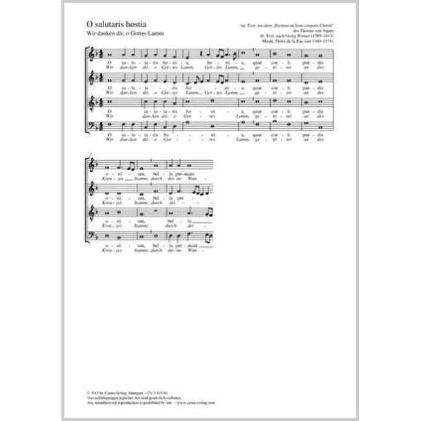 O salutaris hostia [Wir danken dir, o Gottes Lamm]