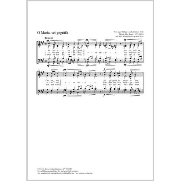 O Maria, sei gegr&uuml;&szlig;t : aus: Vier Marienlieder