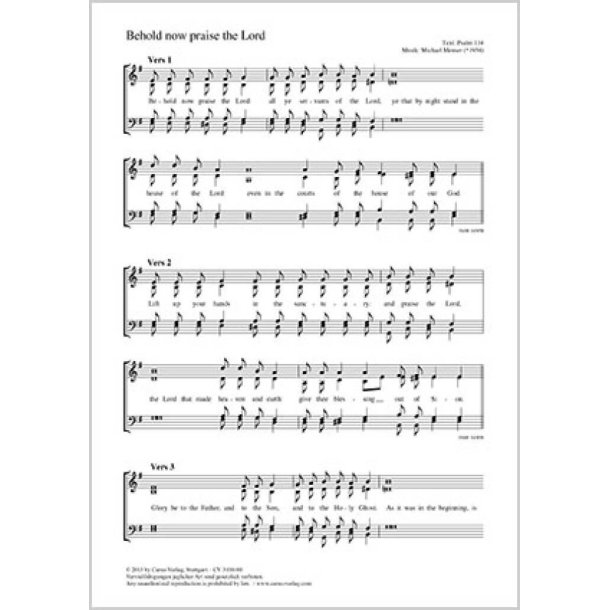 Behold now praise the Lord : G-Dur
