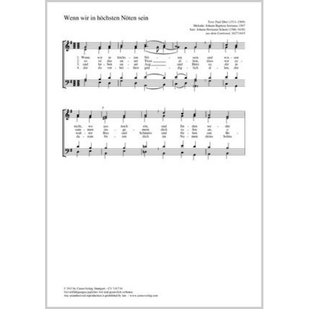 Wenn wir in h&ouml;chsten N&ouml;ten sein : aus dem Cantional 1627/1645