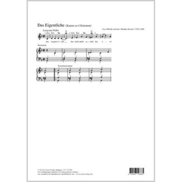 Das Eigentliche : Kanon zu vier Stimmen