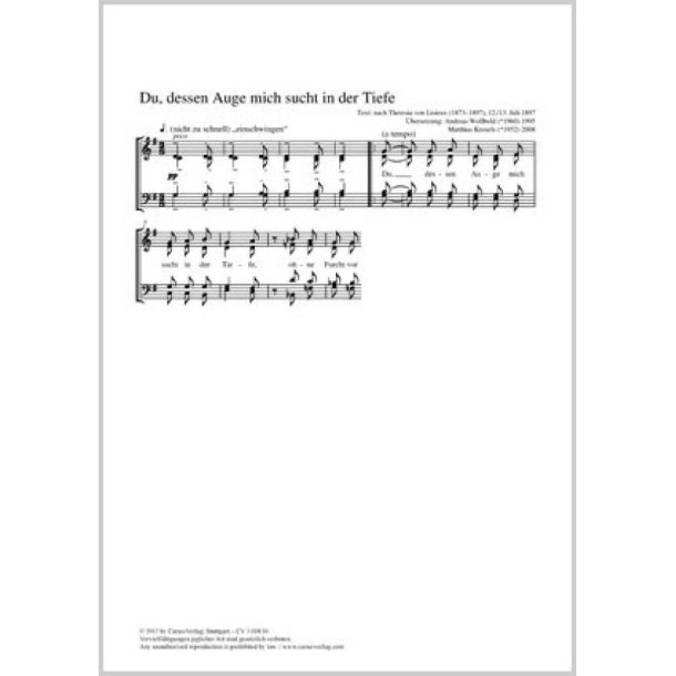 Du, dessen Auge mich sucht in der Tiefe : G-Dur
