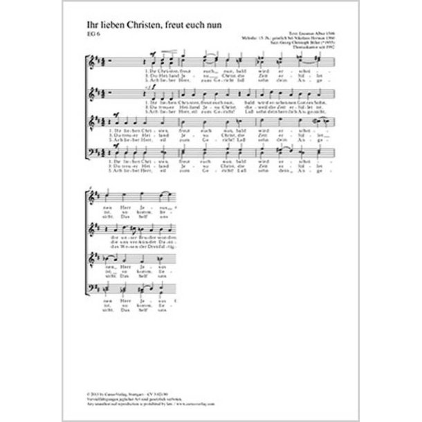 Ihr lieben Christen, freut euch nun : D-Dur