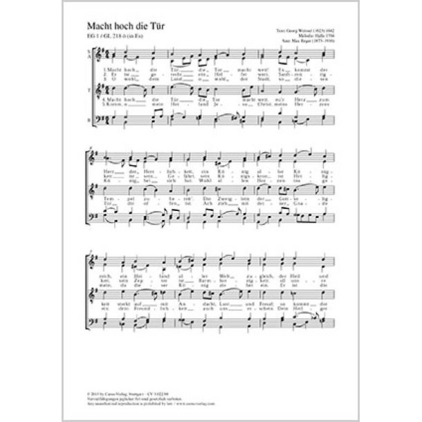 Macht hoch die Th&uuml;r [Adventlied] : aus: Zw&ouml;lf deutsche geistliche Ges&auml;nge