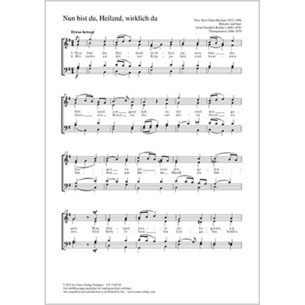 Nun bist du, Heiland, wirklich da : G-Dur