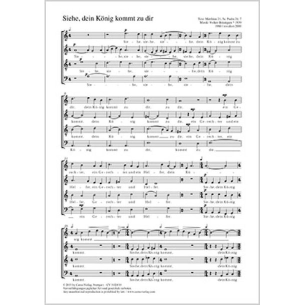 Siehe, dein K&ouml;nig kommt zu dir : a-Moll