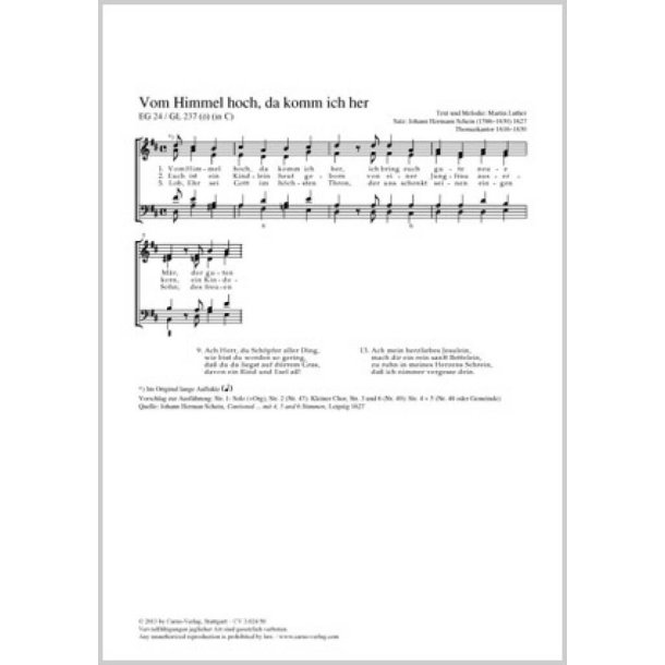 Vom Himmel hoch, da komm ich her : aus: Cantional