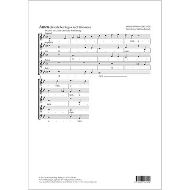 Amen : Feierlicher Segen zu f&uuml;nf Stimmen