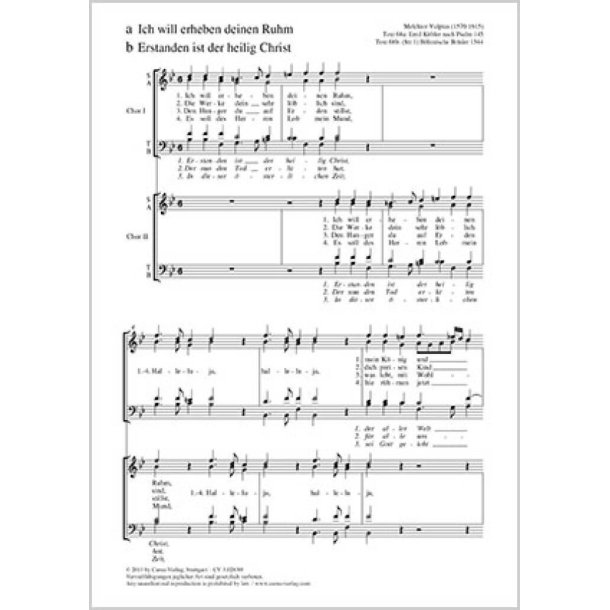 Erstanden ist der heilig Christ : Ich will erheben deinen Ruhm