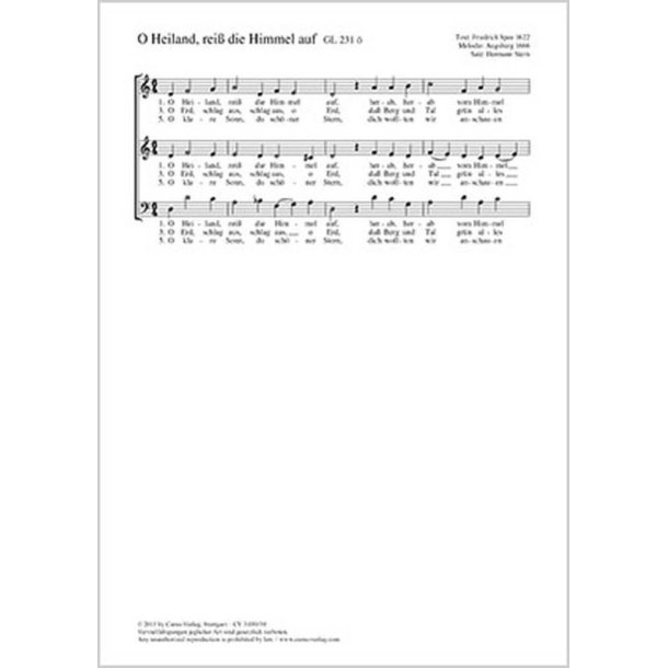 O Heiland, rei&szlig; die Himmel auf : dorisch