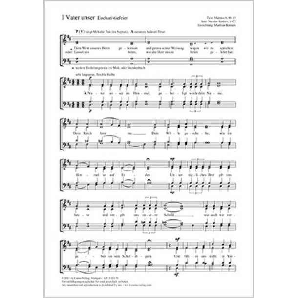Vater unser : D-Dur