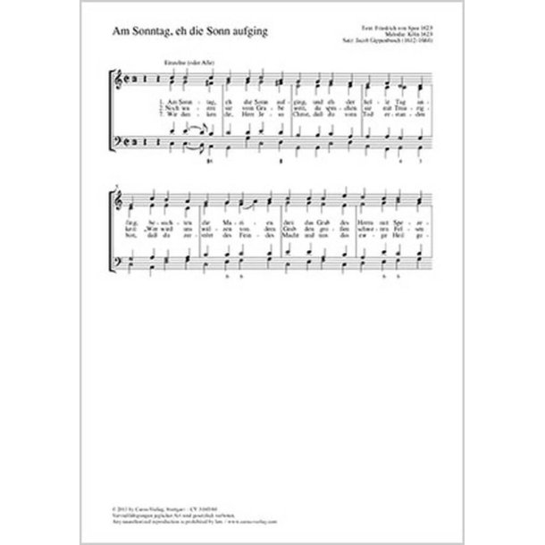 Am Sonntag, eh die Sonn aufging : C-Dur