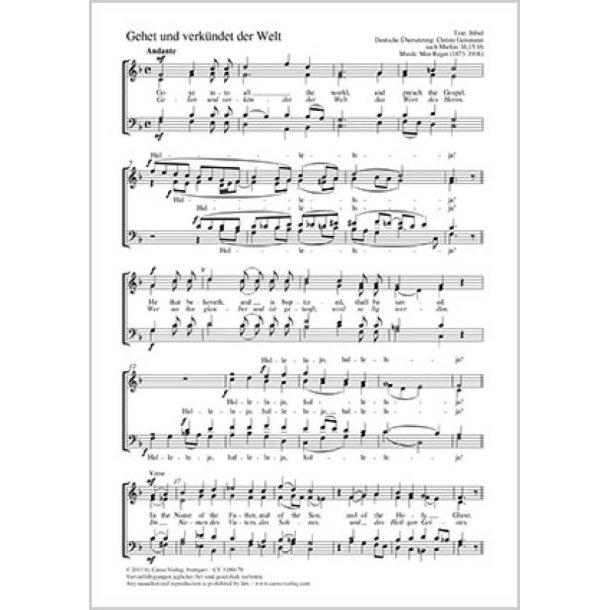 Gehet und verk&uuml;ndet der Welt : aus: Zwanzig Responsorien