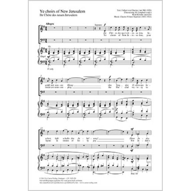 Ye choirs of New Jerusalem : Ihr Ch&ouml;re des neuen Jerusalem