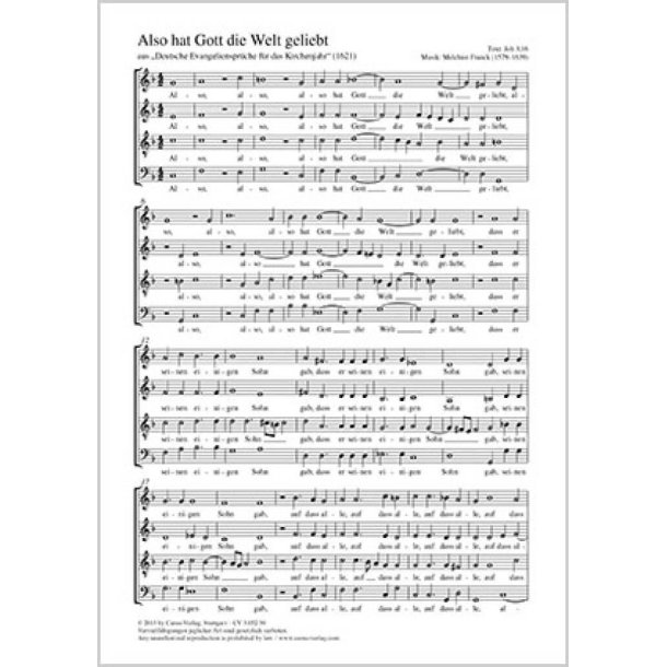 Also hat Gott die Welt geliebt : dorisch